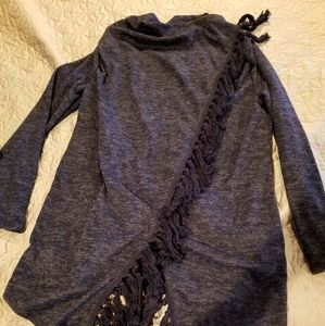 NWOT navy fringe sweater